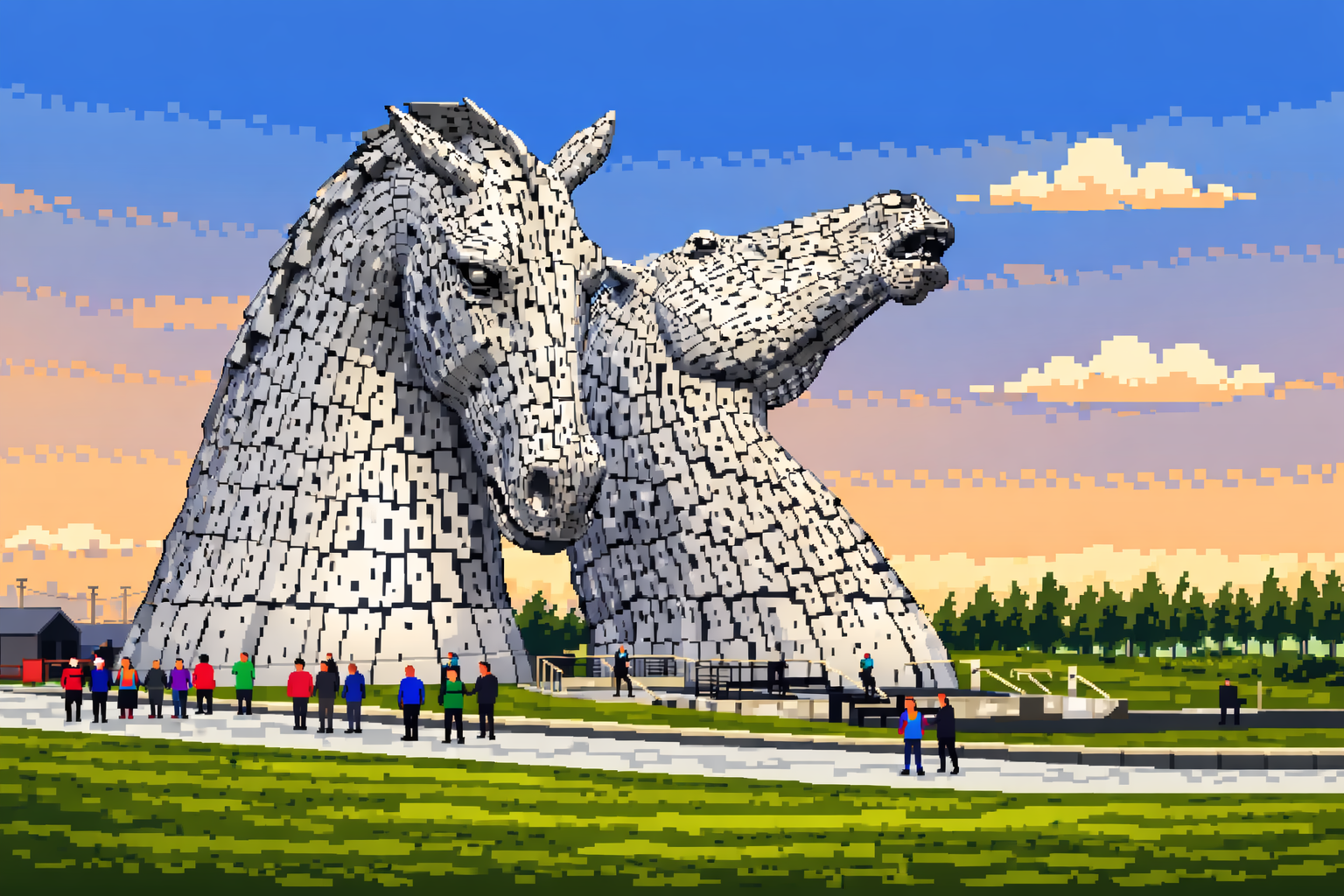 The Kelpies sculpture pixel art